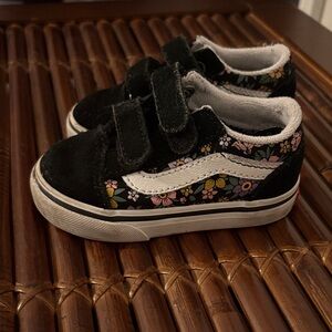 Vans Kids Black Floral Velcro Sneakers
